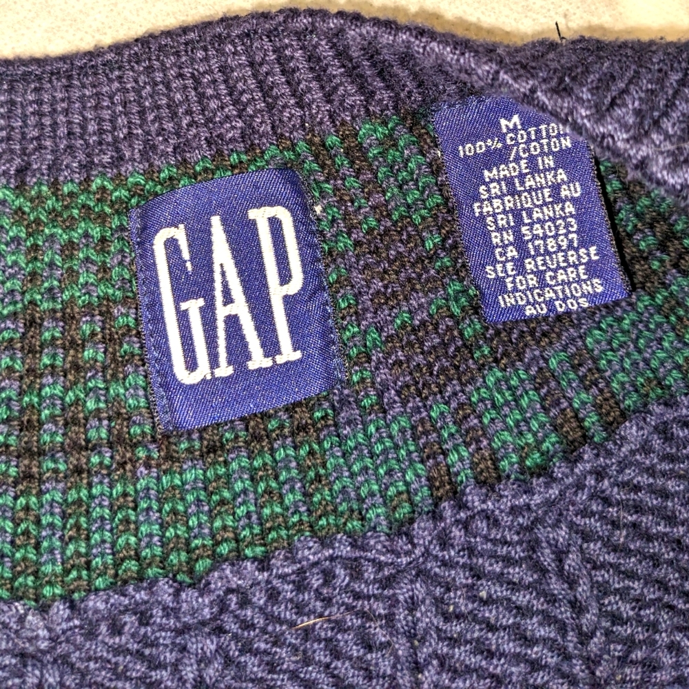 GAP Men's Vintage 90's Navy Cable Knit Sweater Vest - Picture 8 of 8